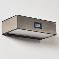 Applique Murale D'Exterieur Attu Led Nickel Mat, 1 Lumiere, Detecteur De Mouvement
