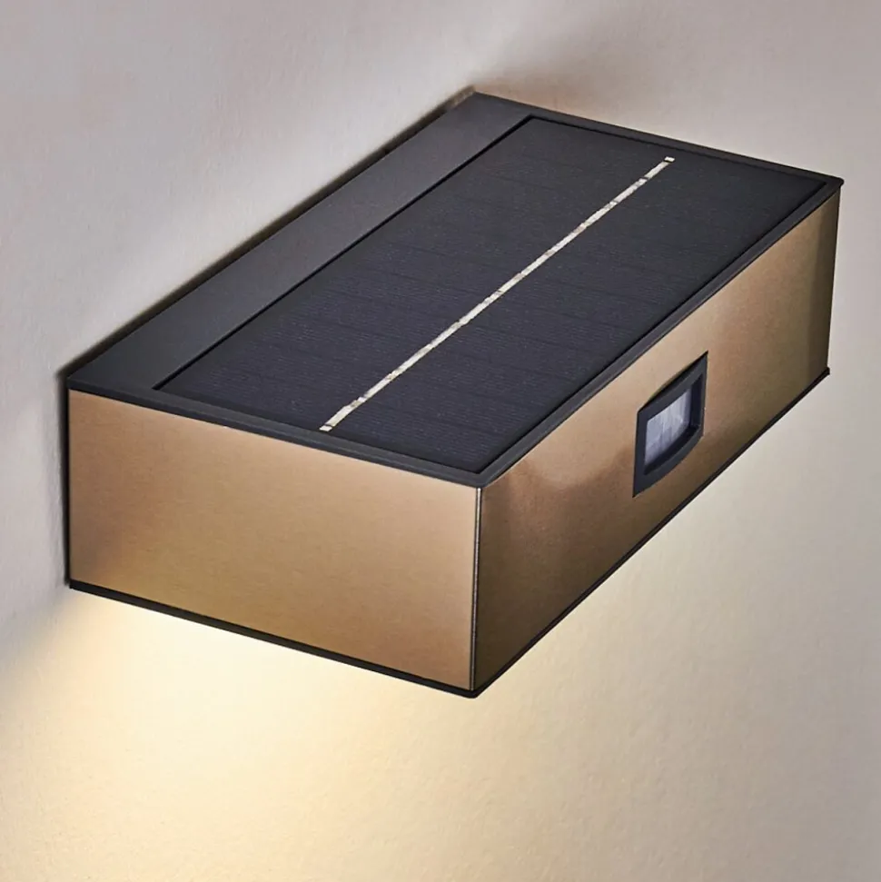 Applique Murale D'Exterieur Attu Led Nickel Mat, 1 Lumiere, Detecteur De Mouvement