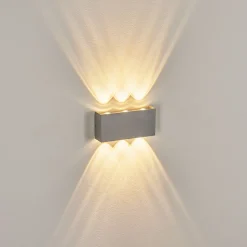 Applique Murale D'Exterieur Morenos Led Argente, Blanc, 6 Lumieres