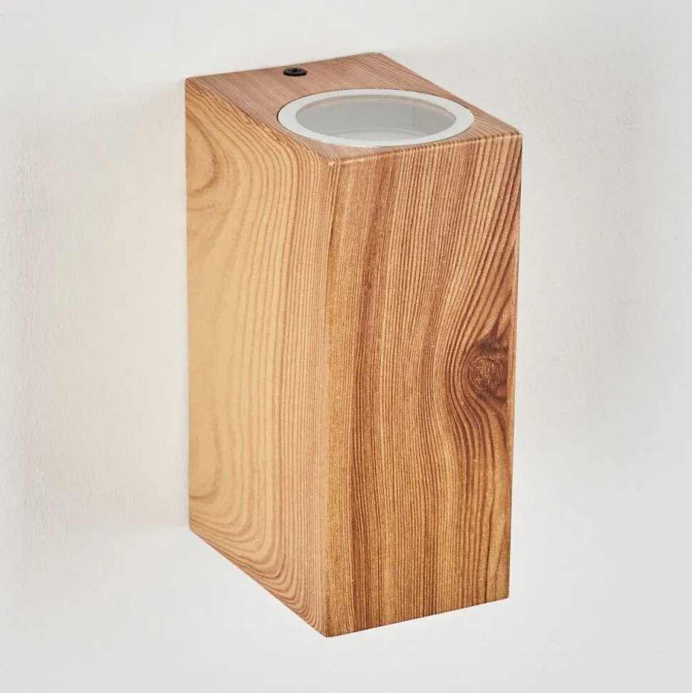 Applique Murale D'Exterieur Skaabu Couleur Bois, 2 Lumieres