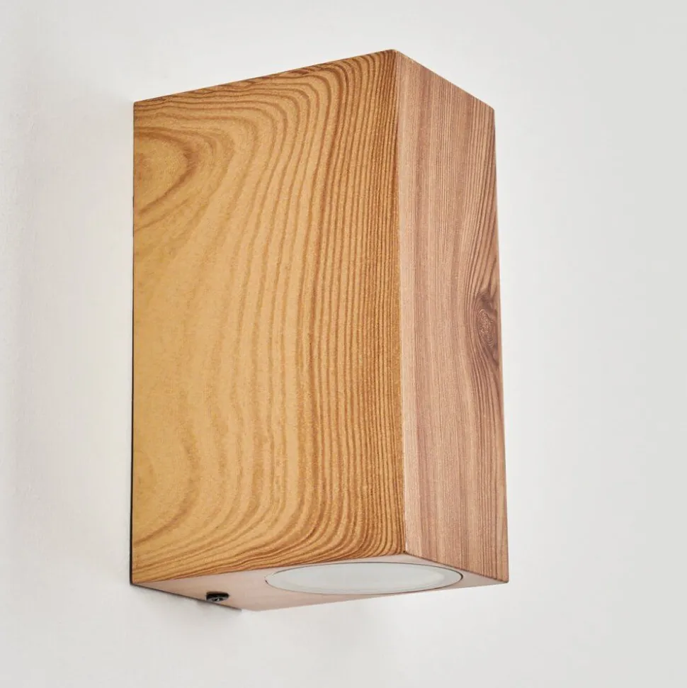 Applique Murale D'Exterieur Skaabu Couleur Bois, 2 Lumieres