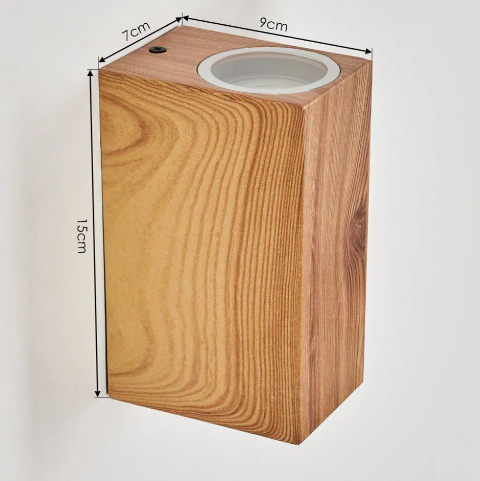 Applique Murale D'Exterieur Skaabu Couleur Bois, 2 Lumieres