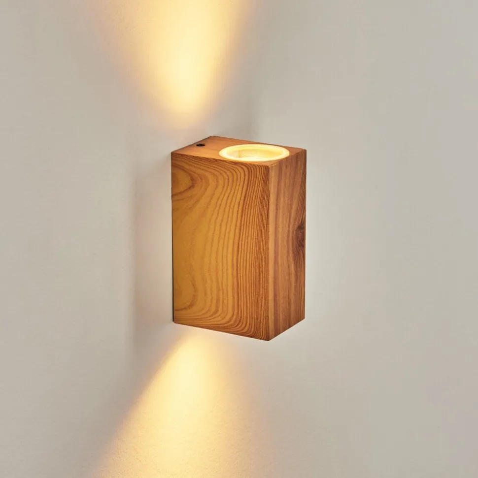 Applique Murale D'Exterieur Skaabu Couleur Bois, 2 Lumieres