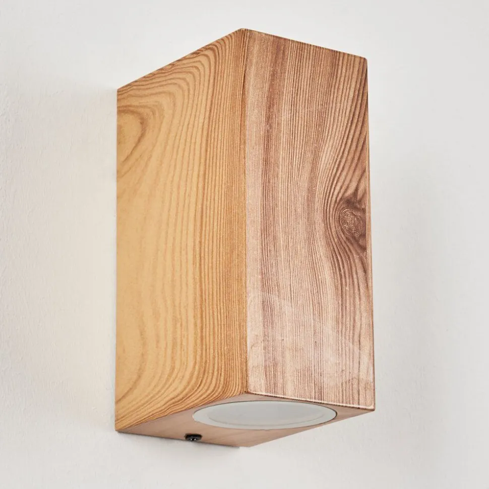 Applique Murale D'Exterieur Skaabu Couleur Bois, 2 Lumieres