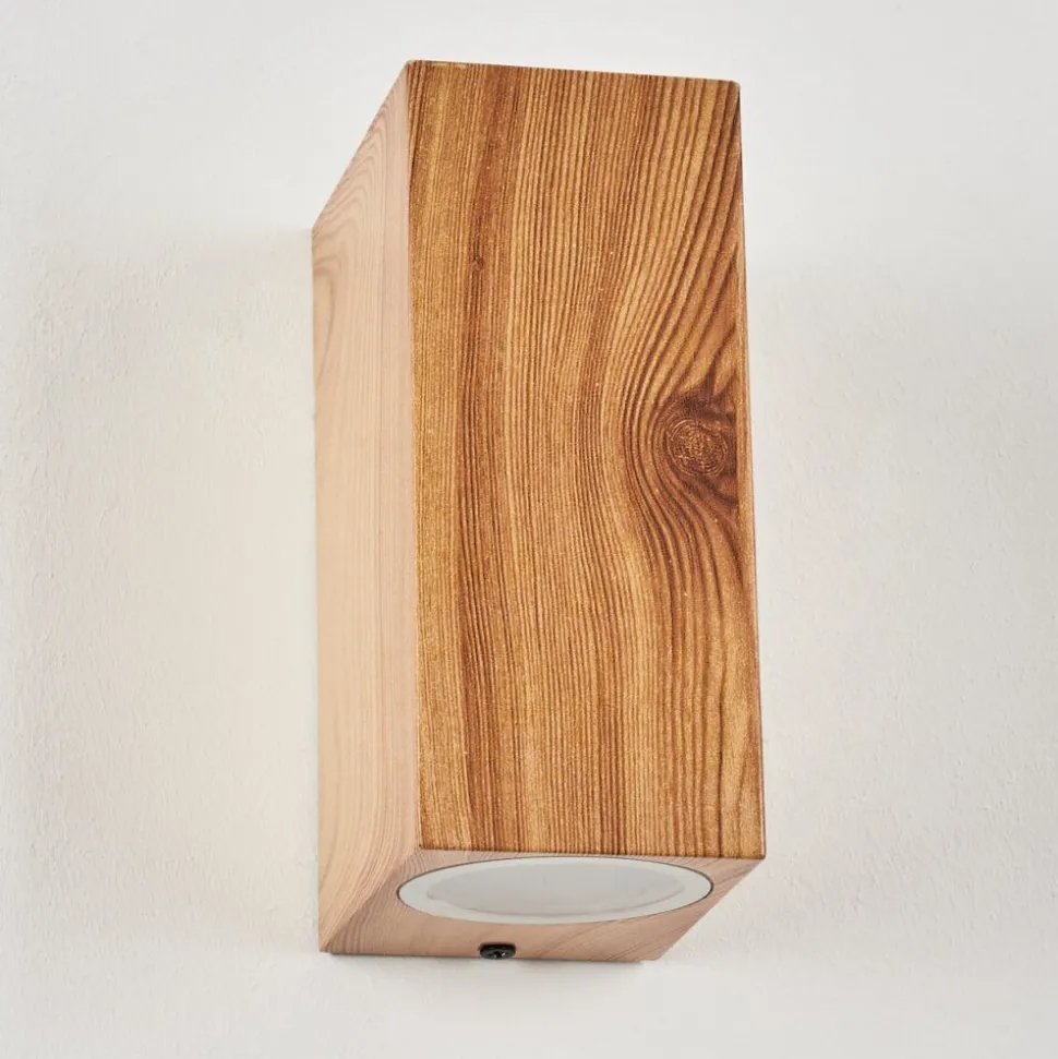 Applique Murale D'Exterieur Skaabu Couleur Bois, 2 Lumieres