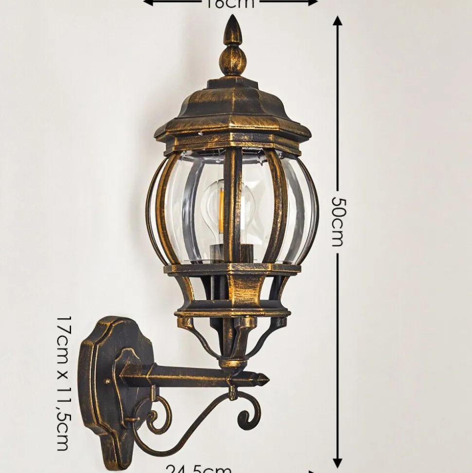 Applique Murale D'Exterieur Lentua Brun Dore, 1 Lumiere