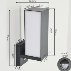 Applique Murale D'Exterieur Swanek Led Anthracite, 1 Lumiere, Detecteur De Mouvement
