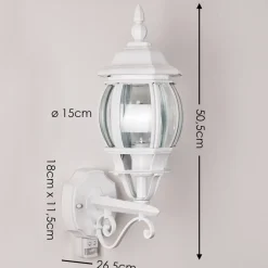 Applique Murale D'Exterieur Lentua Blanc, 1 Lumiere, Detecteur De Mouvement