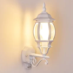 Applique Murale D'Exterieur Lentua Blanc, 1 Lumiere, Detecteur De Mouvement