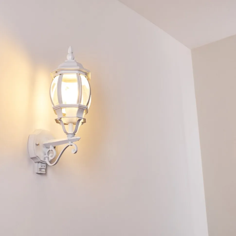 Applique Murale D'Exterieur Lentua Blanc, 1 Lumiere, Detecteur De Mouvement