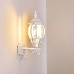Applique Murale D'Exterieur Lentua Blanc, 1 Lumiere, Detecteur De Mouvement