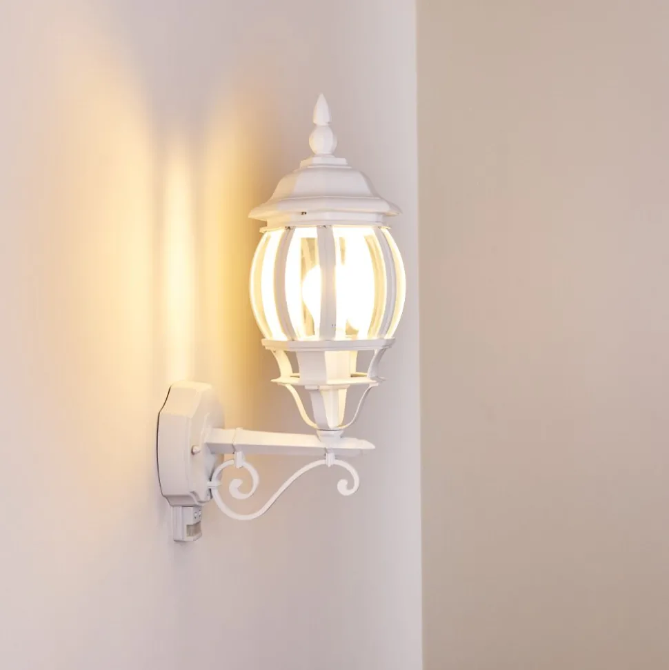 Applique Murale D'Exterieur Lentua Blanc, 1 Lumiere, Detecteur De Mouvement