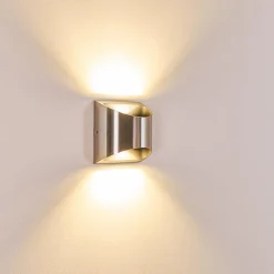 Applique Murale D'Exterieur Vano Led Nickel Mat, 2 Lumieres
