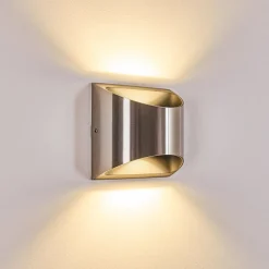 Applique Murale D'Exterieur Vano Led Nickel Mat, 2 Lumieres