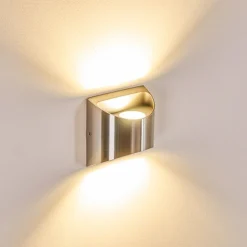 Applique Murale D'Exterieur Vano Led Nickel Mat, 2 Lumieres