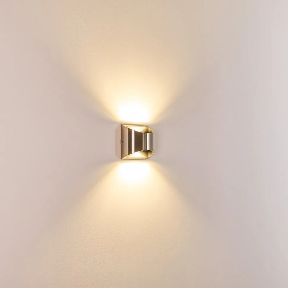 Applique Murale D'Exterieur Vano Led Nickel Mat, 2 Lumieres