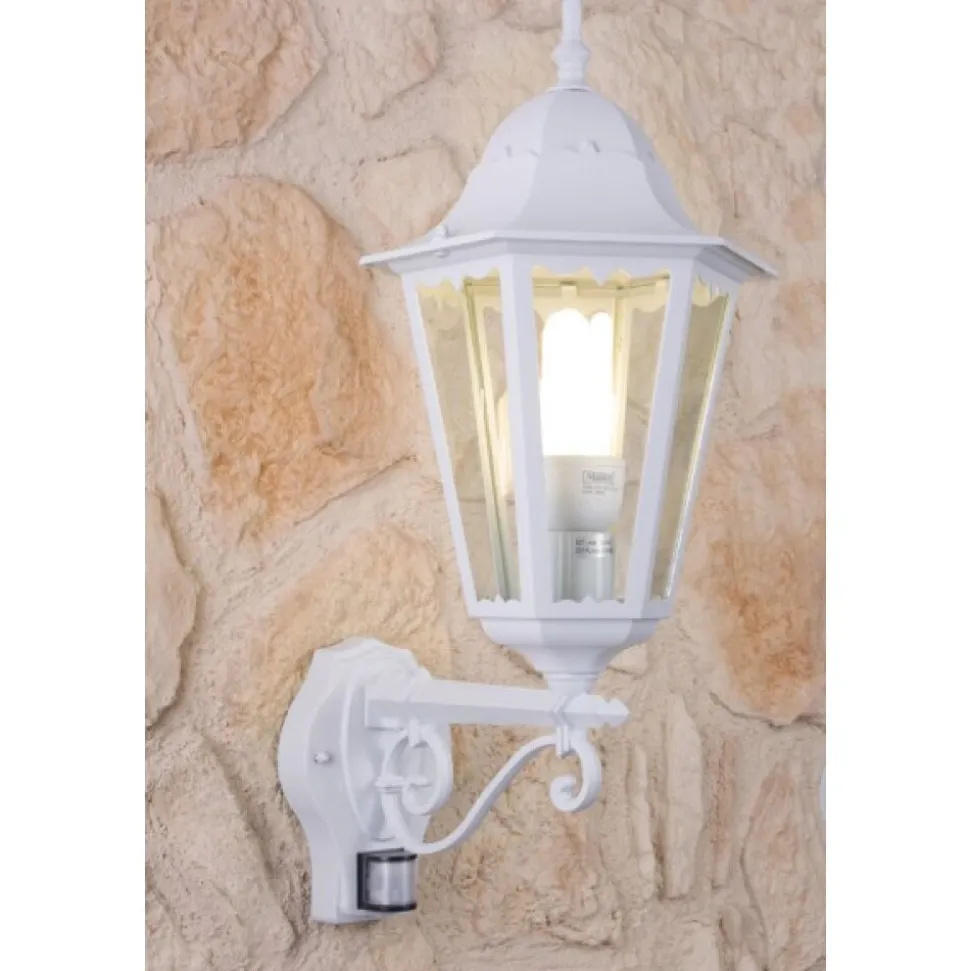 Applique Murale D'Exterieur Lutec Bristol Transparent, Blanc, 1 Lumiere, Detecteur De Mouvement