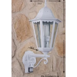 Applique Murale D'Exterieur Lutec Bristol Transparent, Blanc, 1 Lumiere, Detecteur De Mouvement