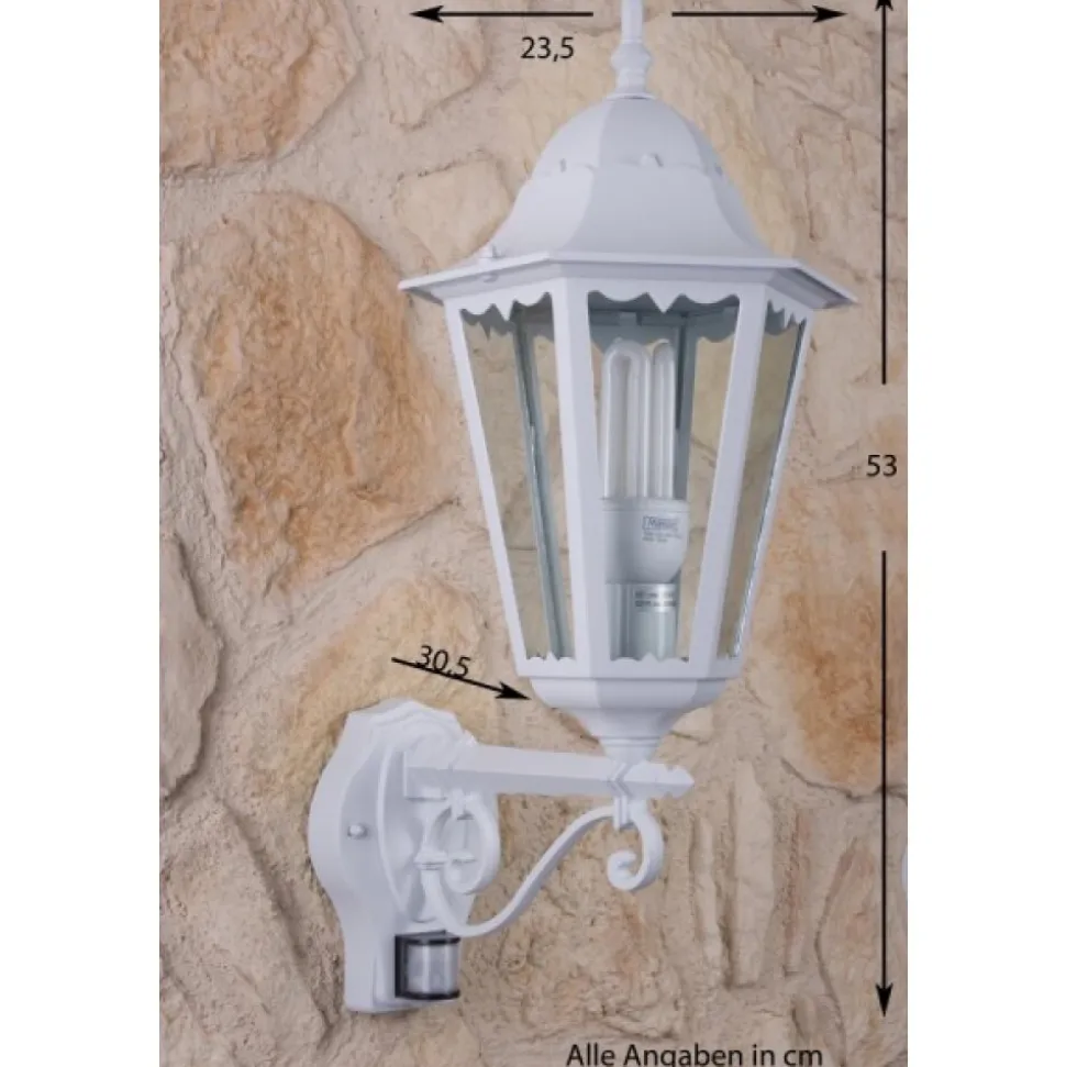 Applique Murale D'Exterieur Lutec Bristol Transparent, Blanc, 1 Lumiere, Detecteur De Mouvement