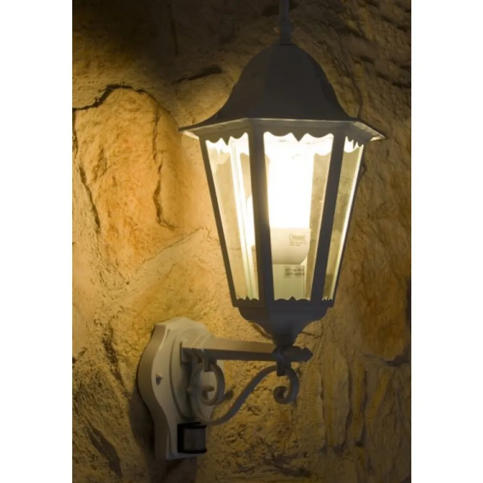 Applique Murale D'Exterieur Lutec Bristol Transparent, Blanc, 1 Lumiere, Detecteur De Mouvement