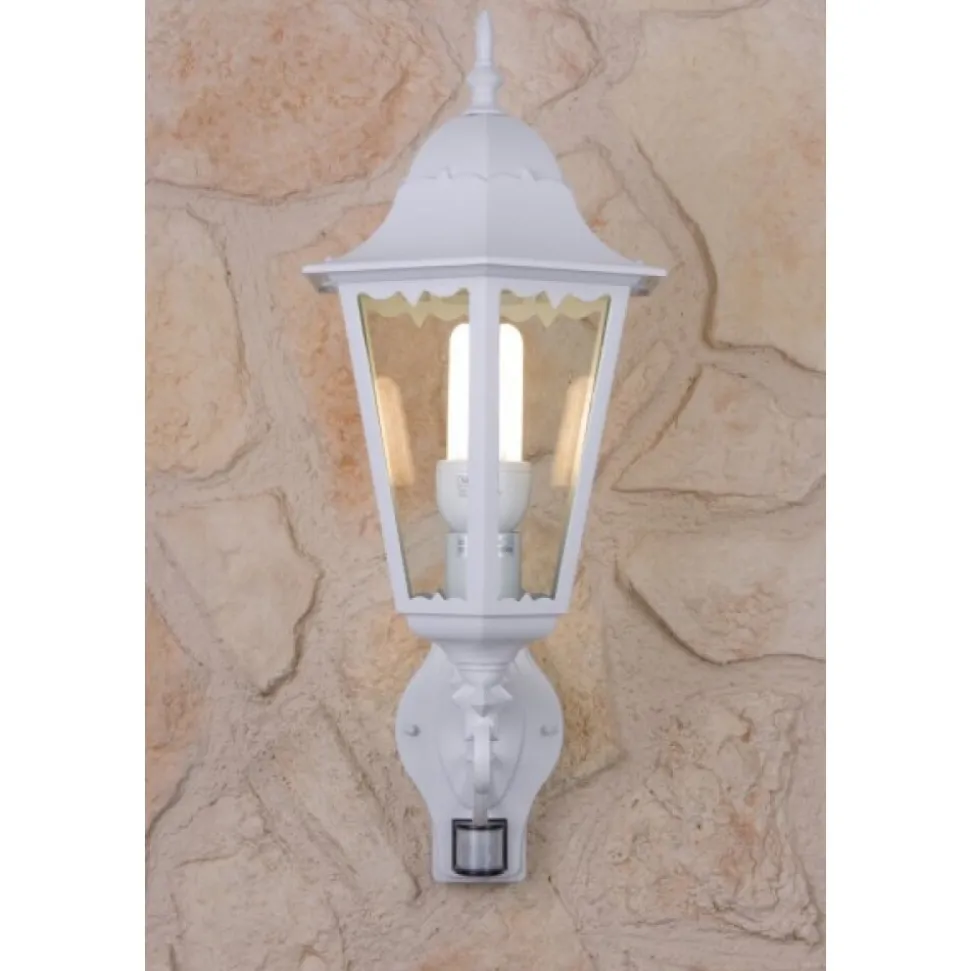 Applique Murale D'Exterieur Lutec Bristol Transparent, Blanc, 1 Lumiere, Detecteur De Mouvement