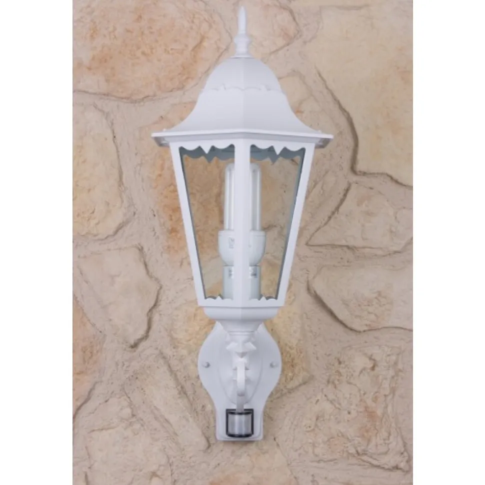 Applique Murale D'Exterieur Lutec Bristol Transparent, Blanc, 1 Lumiere, Detecteur De Mouvement
