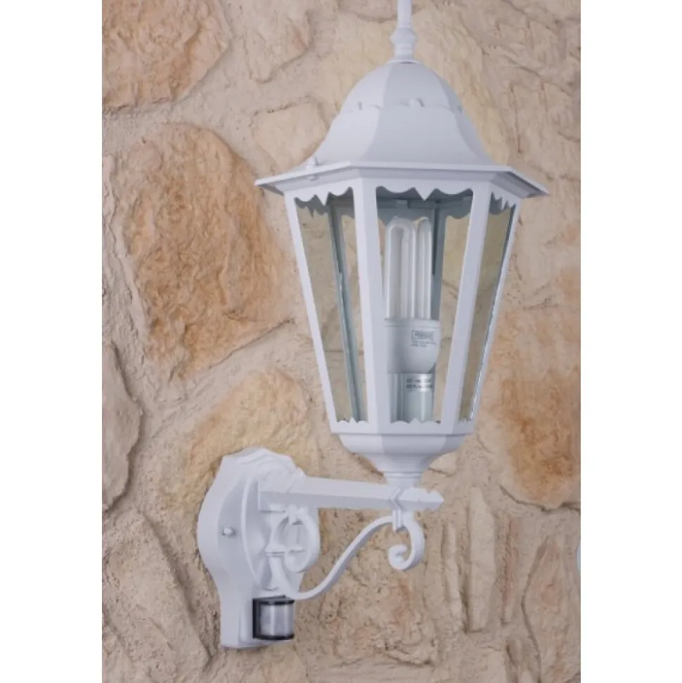 Applique Murale D'Exterieur Lutec Bristol Transparent, Blanc, 1 Lumiere, Detecteur De Mouvement