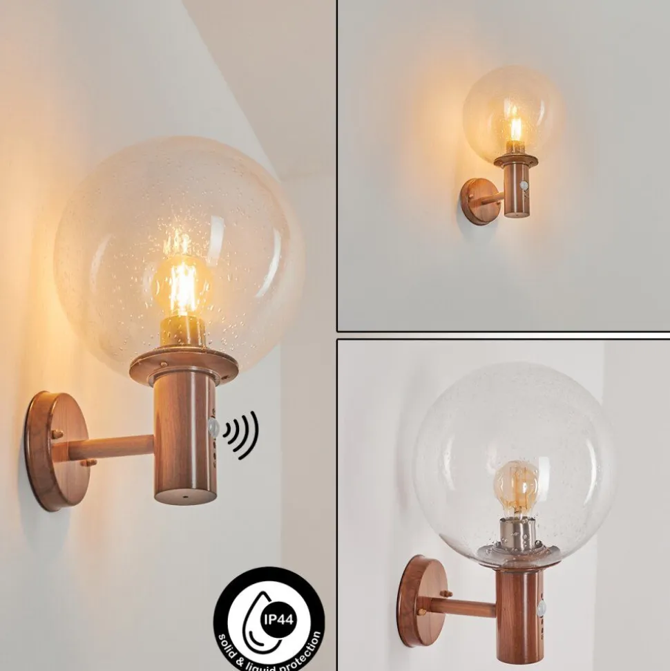 Applique Murale D'Exterieur Bubodefo Brun, Couleur Bois, 1 Lumiere, Detecteur De Mouvement