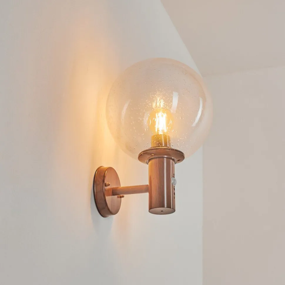 Applique Murale D'Exterieur Bubodefo Brun, Couleur Bois, 1 Lumiere, Detecteur De Mouvement