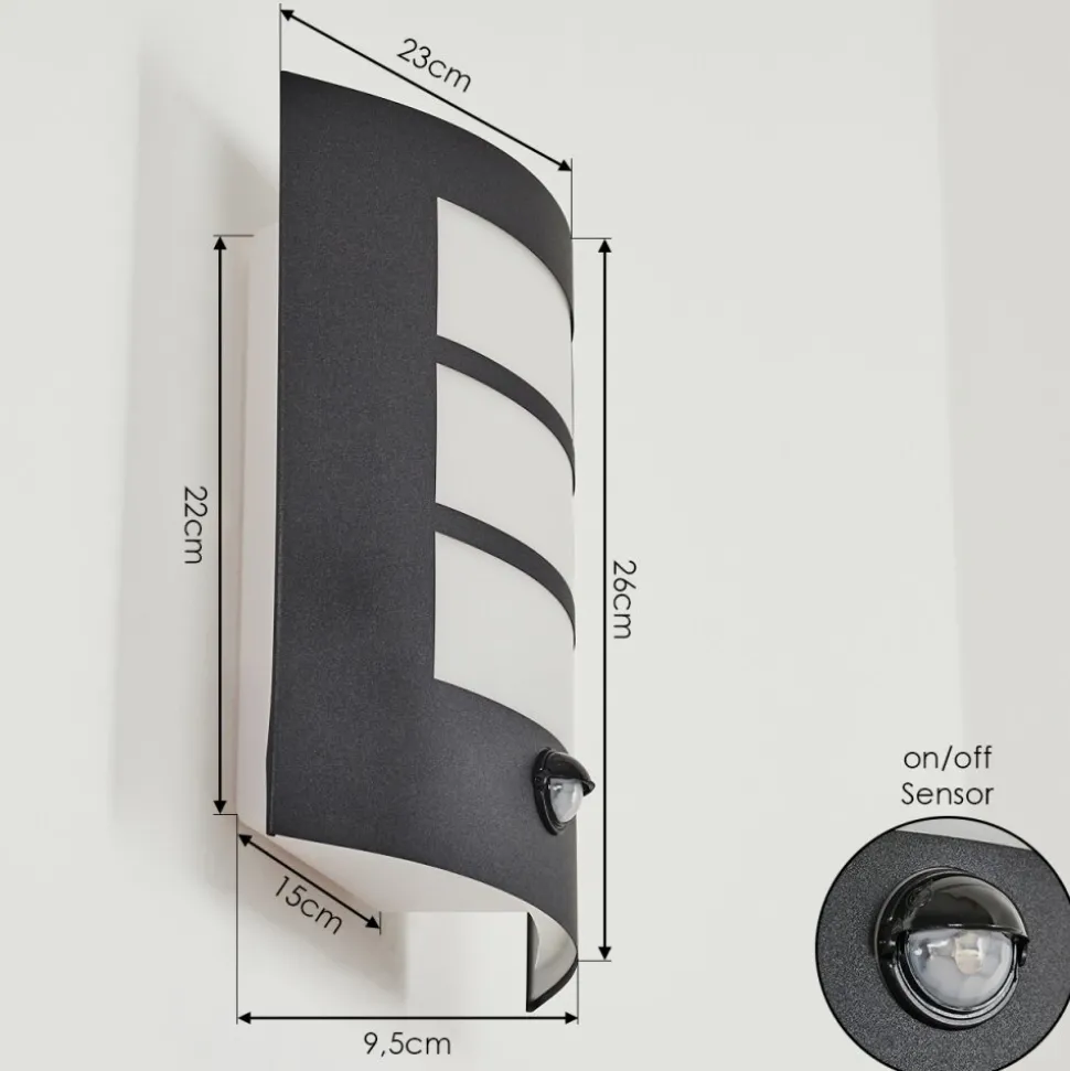 Applique Murale D'Exterieur Matilau Noir, Blanc, 1 Lumiere, Detecteur De Mouvement