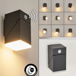 Applique Murale D'Exterieurtoogong Led Anthracite, 1 Lumiere, Detecteur De Mouvement