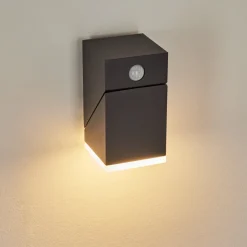 Applique Murale D'Exterieurtoogong Led Anthracite, 1 Lumiere, Detecteur De Mouvement