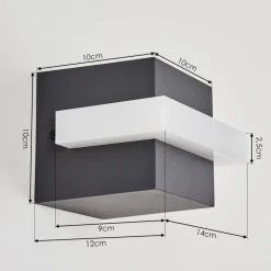 Applique Murale D'Exterieur Lisalara Led Anthracite, Blanc, 1 Lumiere
