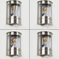 Applique Murale D'Exterieur Lauvdal Acier Inoxydable, 1 Lumiere, Detecteur De Mouvement