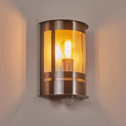 Applique Murale D'Exterieur Lauvdal Acier Inoxydable, 1 Lumiere, Detecteur De Mouvement
