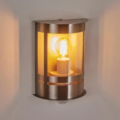 Applique Murale D'Exterieur Lauvdal Acier Inoxydable, 1 Lumiere, Detecteur De Mouvement