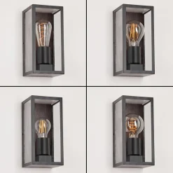 Applique Murale D'Exterieur Hakkas Couleur Bois, Noir, 1 Lumiere