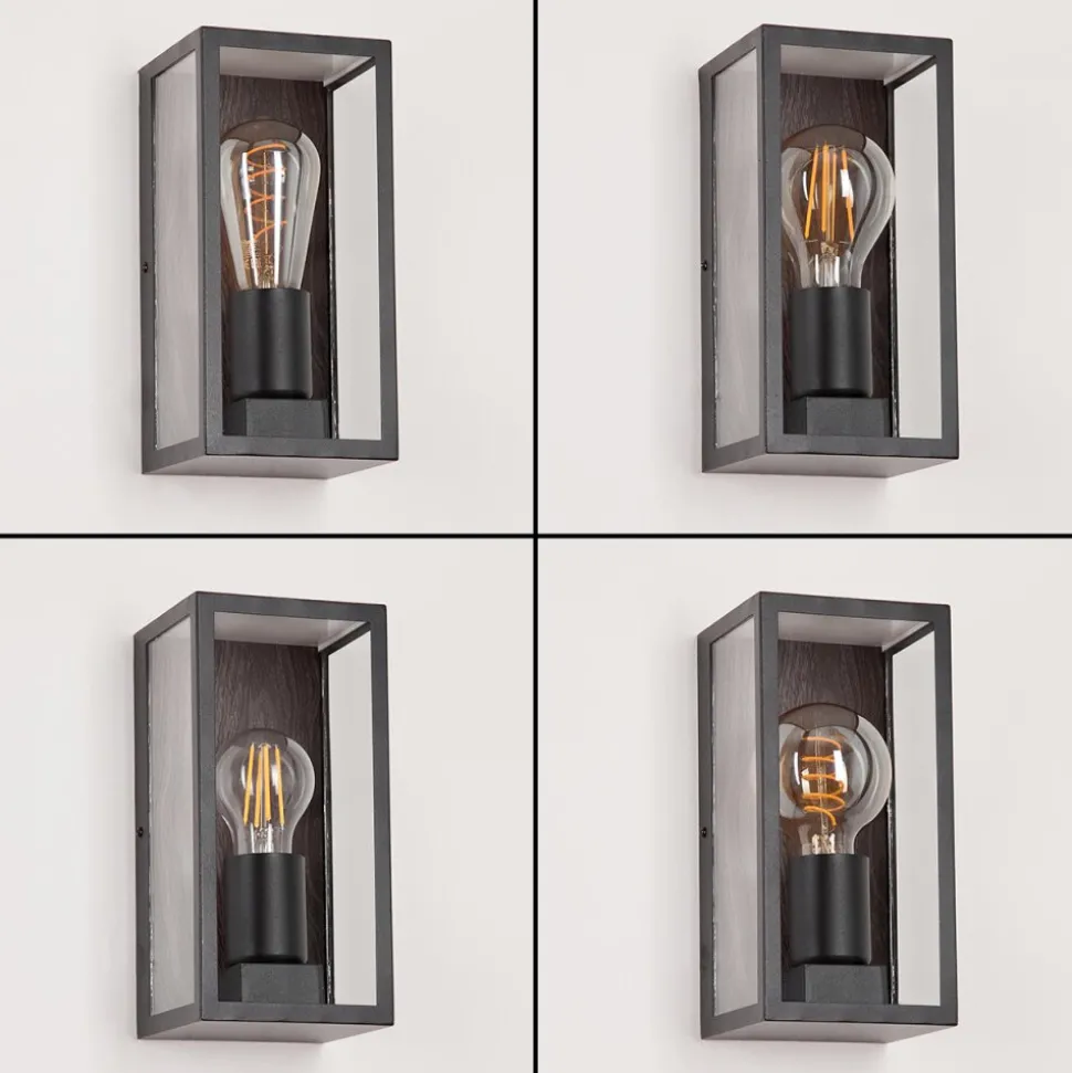 Applique Murale D'Exterieur Hakkas Couleur Bois, Noir, 1 Lumiere