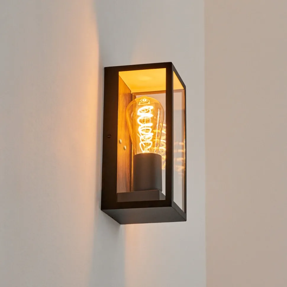 Applique Murale D'Exterieur Hakkas Couleur Bois, Noir, 1 Lumiere