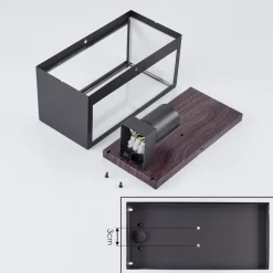 Applique Murale D'Exterieur Hakkas Couleur Bois, Noir, 1 Lumiere
