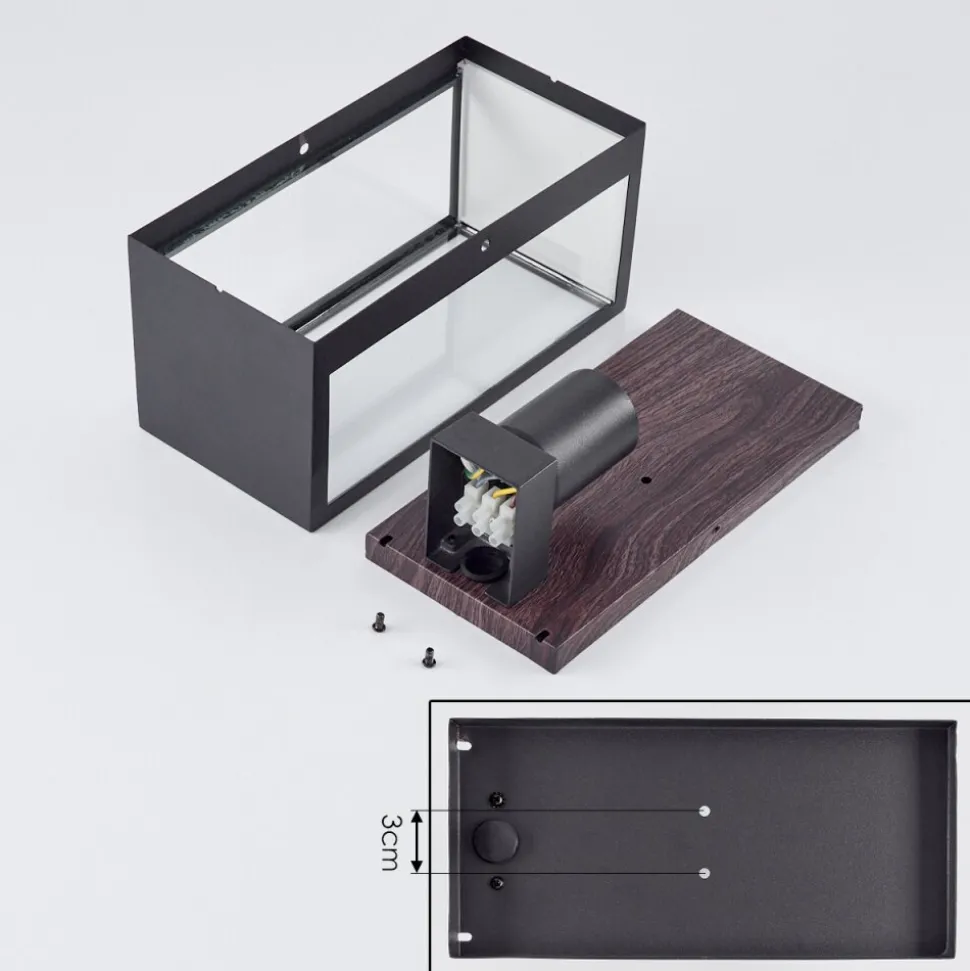 Applique Murale D'Exterieur Hakkas Couleur Bois, Noir, 1 Lumiere