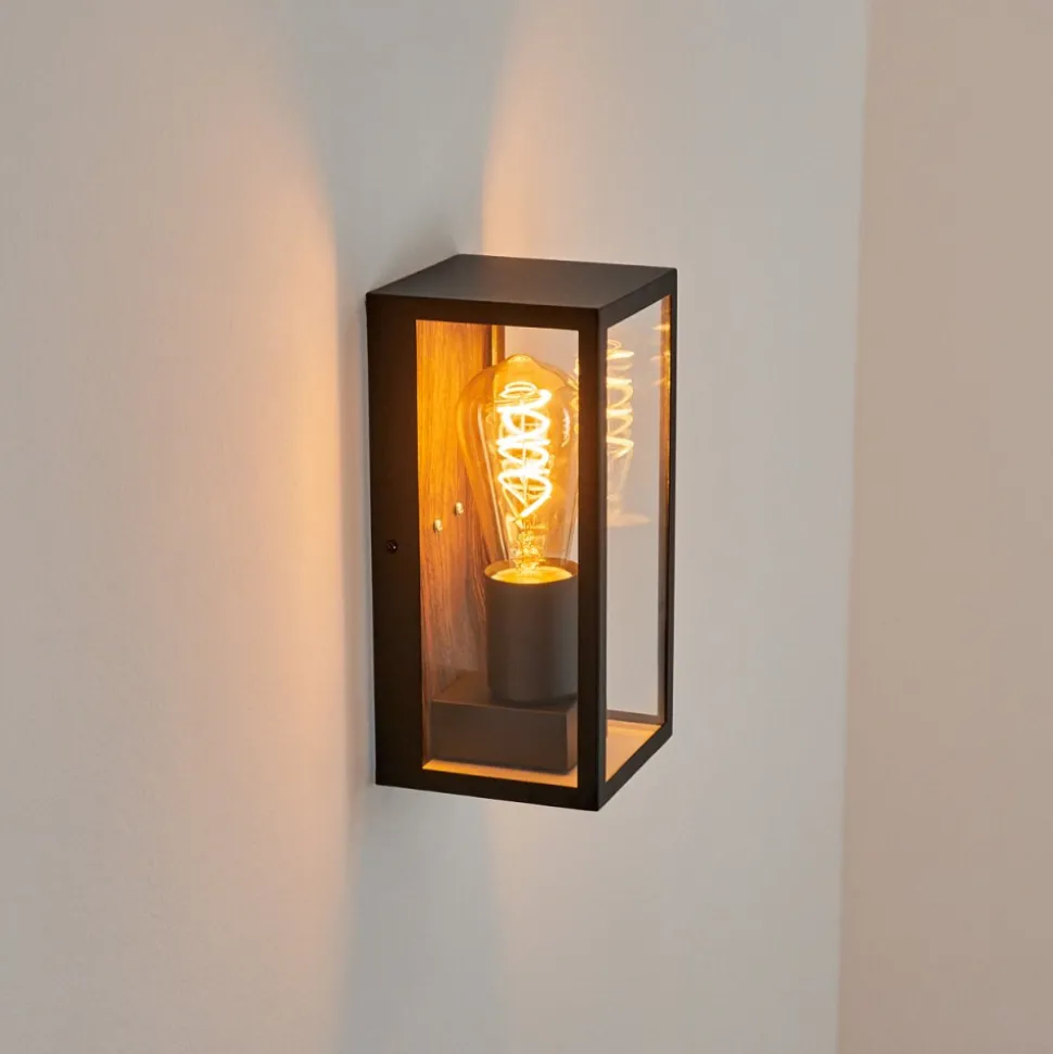 Applique Murale D'Exterieur Hakkas Couleur Bois, Noir, 1 Lumiere