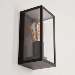 Applique Murale D'Exterieur Hakkas Couleur Bois, Noir, 1 Lumiere