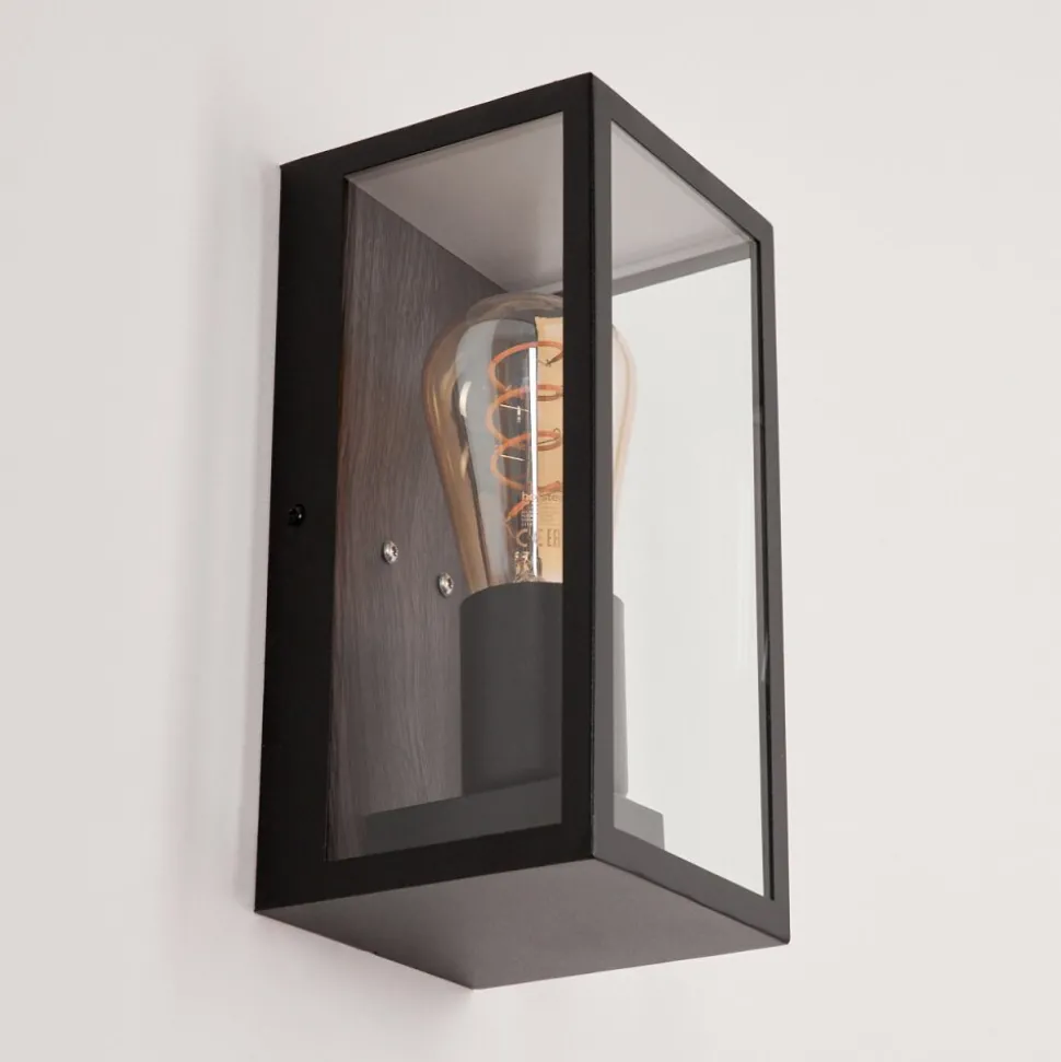 Applique Murale D'Exterieur Hakkas Couleur Bois, Noir, 1 Lumiere