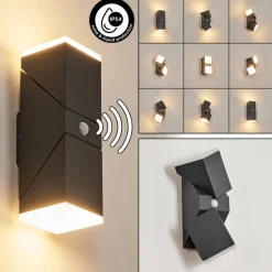 Applique Murale D'Exterieurtoogong Led Anthracite, 2 Lumieres, Detecteur De Mouvement
