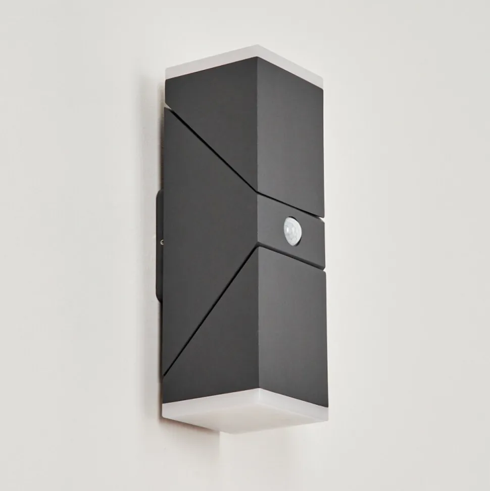 Applique Murale D'Exterieurtoogong Led Anthracite, 2 Lumieres, Detecteur De Mouvement
