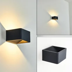 Applique Murale D'Exterieur Tematou Led Noir, 1 Lumiere
