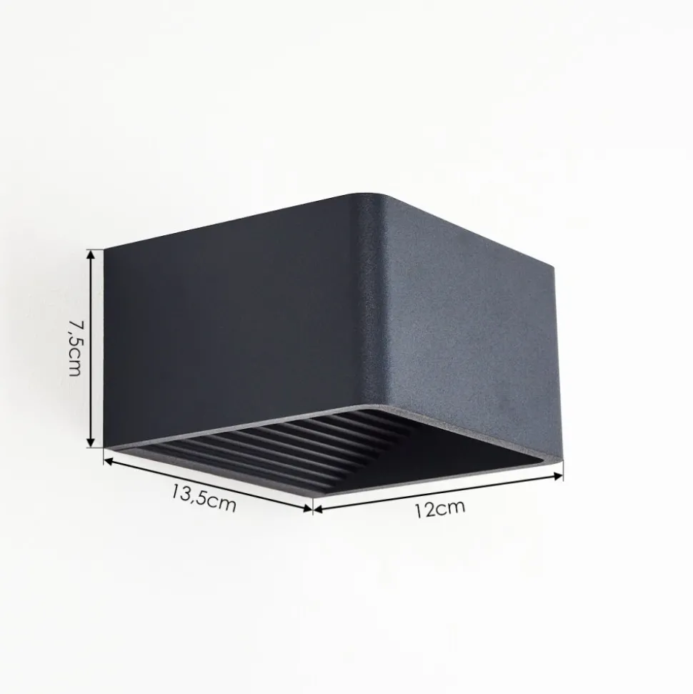 Applique Murale D'Exterieur Tematou Led Noir, 1 Lumiere