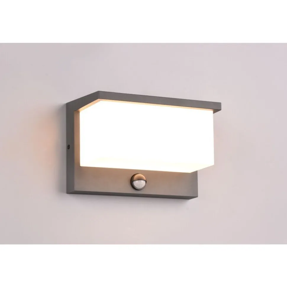 Applique Murale D'Exterieur Trio Nestos Led Anthracite, 1 Lumiere, Detecteur De Mouvement