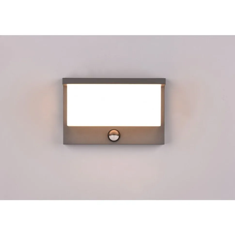 Applique Murale D'Exterieur Trio Nestos Led Anthracite, 1 Lumiere, Detecteur De Mouvement